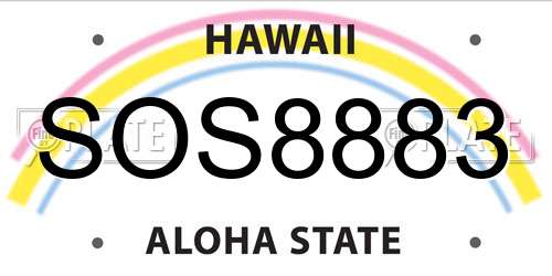 SOS8883 Hawaii License Plate