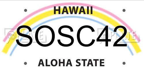SOSC42 Hawaii License Plate