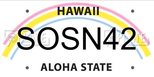 SOSN42 Hawaii License Plate