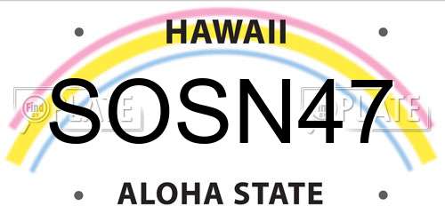 SOSN47 Hawaii License Plate
