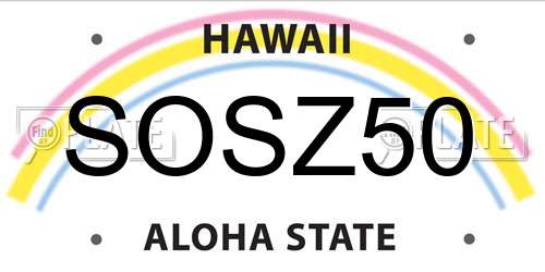 SOSZ50 Hawaii License Plate