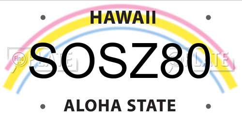 SOSZ80 Hawaii License Plate
