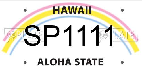 SP1111 Hawaii License Plate