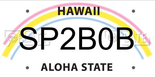 SP2B0B Hawaii License Plate