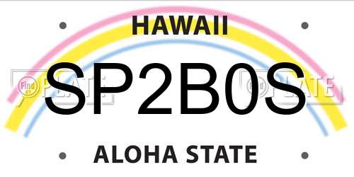 SP2B0S Hawaii License Plate