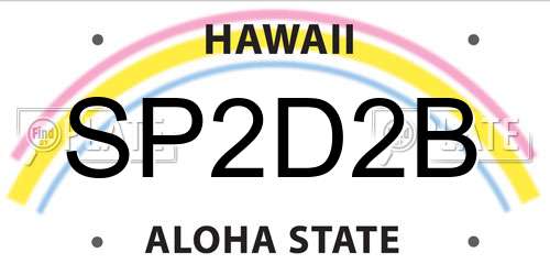 SP2D2B Hawaii License Plate