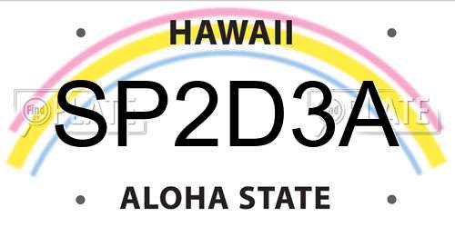 SP2D3A Hawaii License Plate