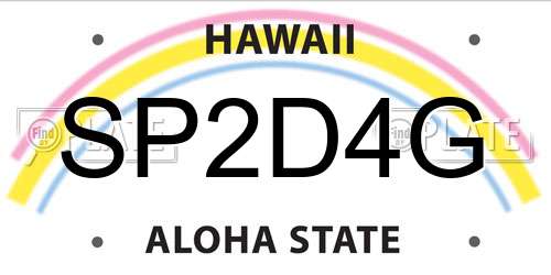 SP2D4G Hawaii License Plate