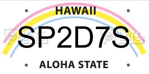 SP2D7S Hawaii License Plate