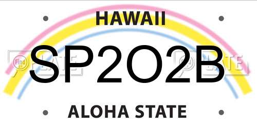 SP2O2B Hawaii License Plate