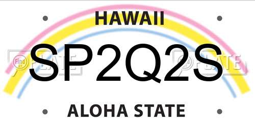 SP2Q2S Hawaii License Plate