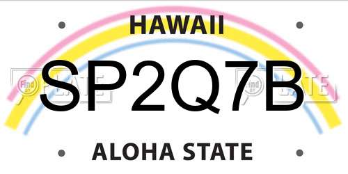 SP2Q7B Hawaii License Plate