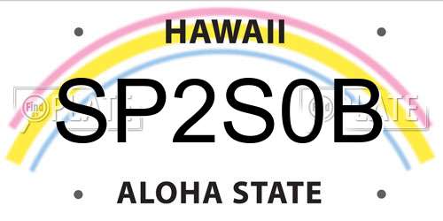 SP2S0B Hawaii License Plate