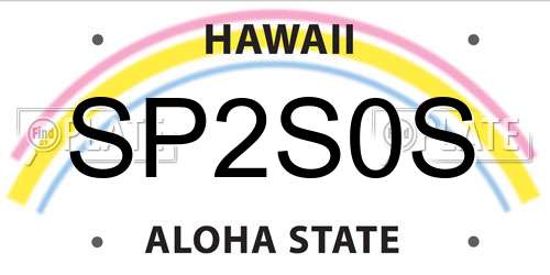SP2S0S Hawaii License Plate