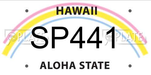 SP441 Hawaii License Plate