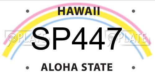 SP447 Hawaii License Plate