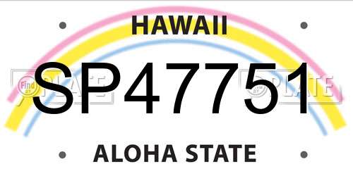 SP47751 Hawaii License Plate