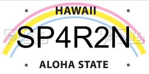 SP4R2N Hawaii License Plate