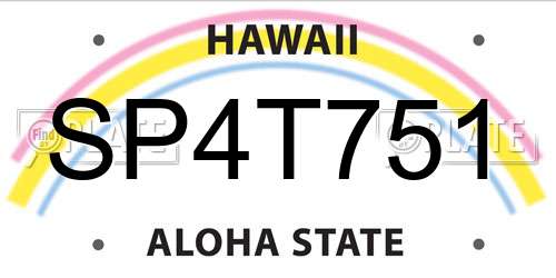 SP4T751 Hawaii License Plate