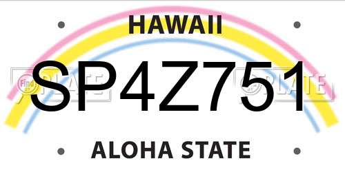 SP4Z751 Hawaii License Plate