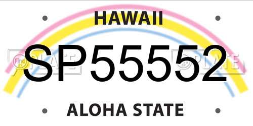 SP55552 Hawaii License Plate