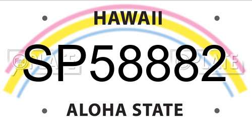 SP58882 Hawaii License Plate