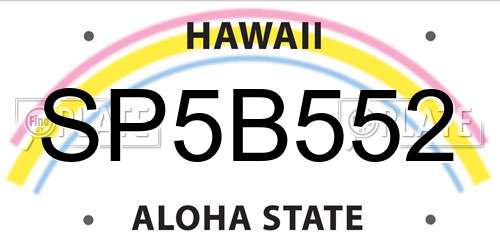 SP5B552 Hawaii License Plate