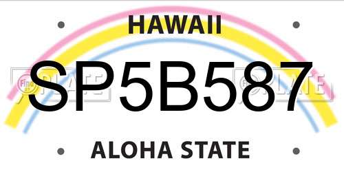 SP5B587 Hawaii License Plate