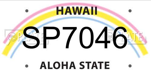 SP7046 Hawaii License Plate