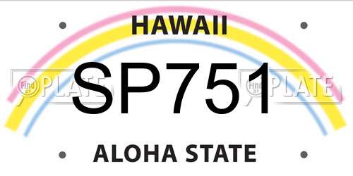 SP751 Hawaii License Plate