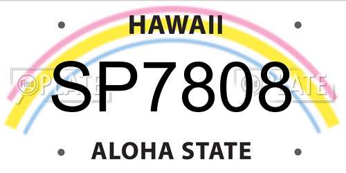 SP7808 Hawaii License Plate