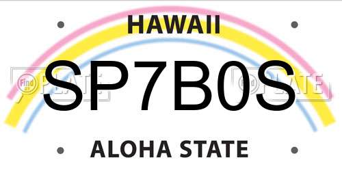 SP7B0S Hawaii License Plate