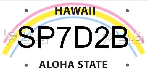 SP7D2B Hawaii License Plate