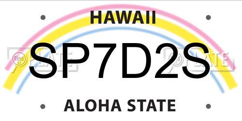 SP7D2S Hawaii License Plate