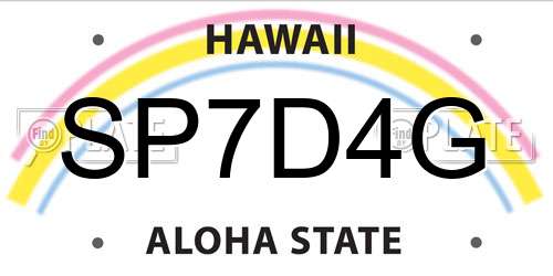 SP7D4G Hawaii License Plate