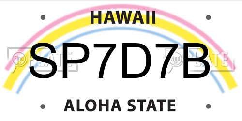 SP7D7B Hawaii License Plate