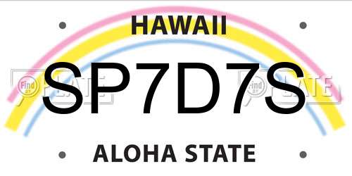 SP7D7S Hawaii License Plate