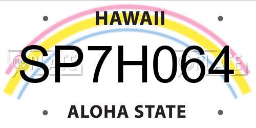 SP7H064 Hawaii License Plate