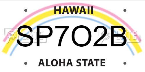 SP7O2B Hawaii License Plate