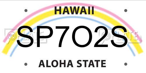 SP7O2S Hawaii License Plate