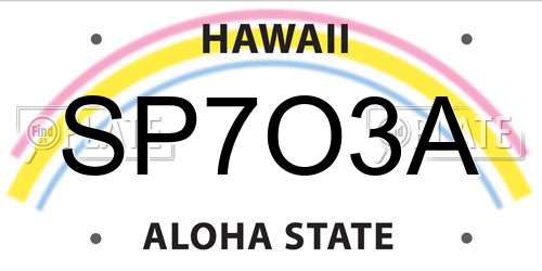 SP7O3A Hawaii License Plate