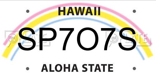 SP7O7S Hawaii License Plate