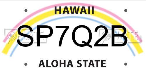 SP7Q2B Hawaii License Plate