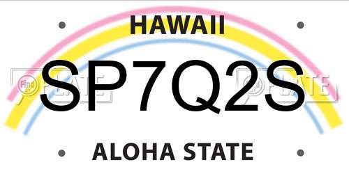 SP7Q2S Hawaii License Plate