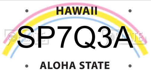 SP7Q3A Hawaii License Plate
