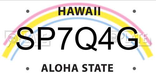 SP7Q4G Hawaii License Plate