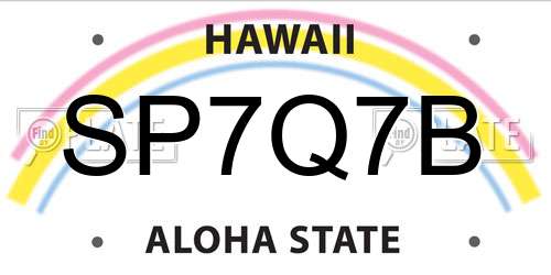 SP7Q7B Hawaii License Plate