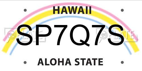 SP7Q7S Hawaii License Plate