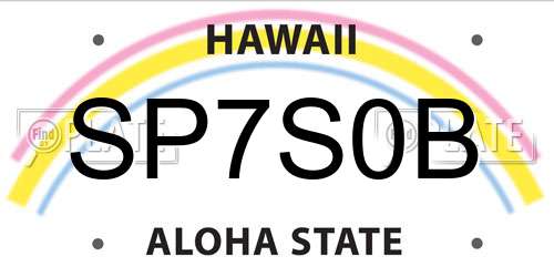 SP7S0B Hawaii License Plate