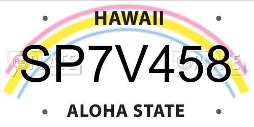 SP7V458 Hawaii License Plate